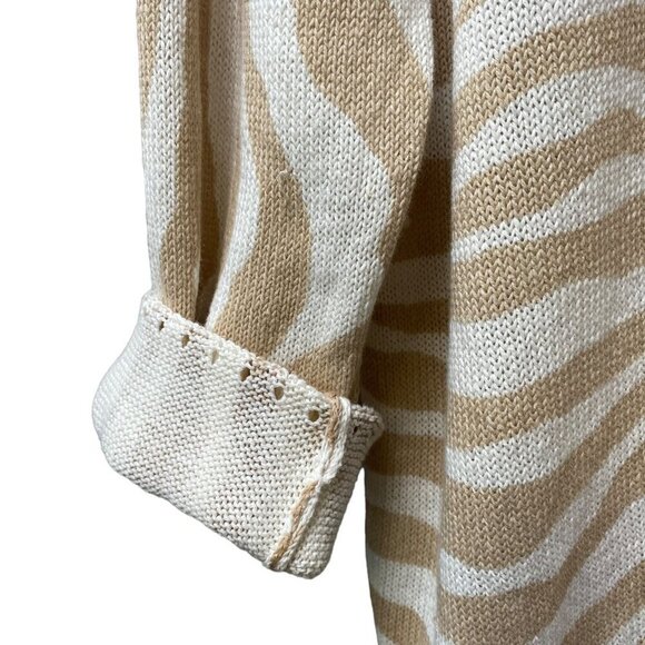 CHICO'S Linen Blend Cardigan Size XL (Chico's 3) Beige Zebra Sweater NWT - Picture 7 of 10